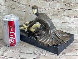 Signée Bronze Style Art Nouveau Deco Chiparus Statue Figurine Sculpture Solde