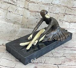 Signée Bronze Style Art Nouveau Deco Chiparus Statue Figurine Sculpture Solde