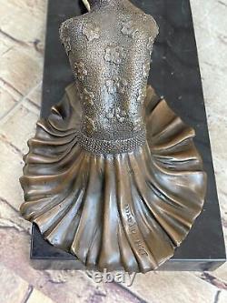 Signée Bronze Style Art Nouveau Deco Chiparus Statue Figurine Sculpture Solde