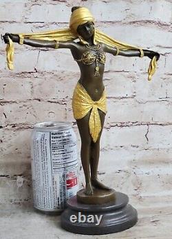 Signée Bronze Style Art Nouveau Deco Chiparus Statue Figurine Très Grand Cadeau