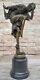 Signée Bronze Style Art Nouveau Deco Colinet Statue Figurine Sculpture