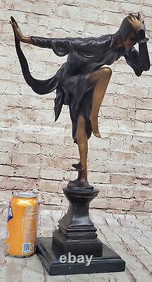 Signée Bronze Style Art Nouveau Deco J. Erte Statue Figurine Sculpture Décor