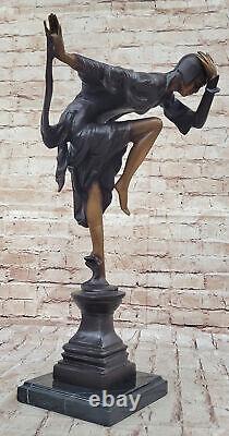 Signée Bronze Style Art Nouveau Deco J. Erte Statue Figurine Sculpture Décor