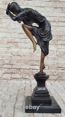 Signée Bronze Style Art Nouveau Deco J. Erte Statue Figurine Sculpture Décor