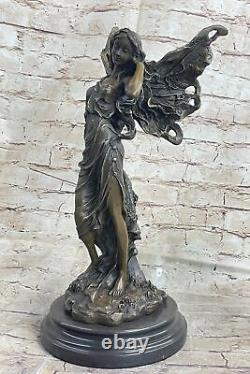 Signée Dalou, Bronze Style Art Nouveau Fairy Sculpture Figurine Fonte Figurine