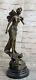 Signée Villanis, Bronze Style Art Nouveau Fairy Sculpture Figurine Fonte