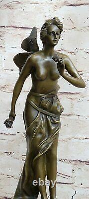 Signée Villanis, Bronze Style Art Nouveau Fairy Sculpture Figurine Fonte