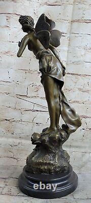 Signée Villanis, Bronze Style Art Nouveau Fairy Sculpture Figurine Fonte