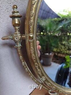 Splendide miroir psyché ovale style art nouveau en laiton doré