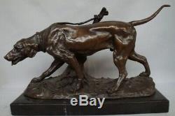 Statue Chien Chasse Style Art Deco Style Art Nouveau Bronze massif Signe