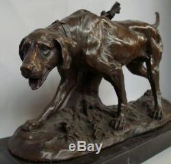 Statue Chien Chasse Style Art Deco Style Art Nouveau Bronze massif Signe