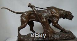 Statue Chien Chasse Style Art Deco Style Art Nouveau Bronze massif Signe