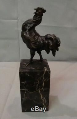 Statue Coq Oiseau Style Art Deco Style Art Nouveau Bronze massif Signe