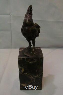 Statue Coq Oiseau Style Art Deco Style Art Nouveau Bronze massif Signe