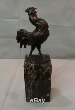 Statue Coq Oiseau Style Art Deco Style Art Nouveau Bronze massif Signe