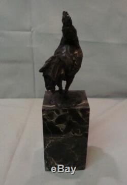 Statue Coq Oiseau Style Art Deco Style Art Nouveau Bronze massif Signe