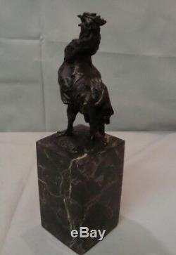 Statue Coq Oiseau Style Art Deco Style Art Nouveau Bronze massif Signe