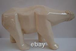 Statue Figurine Ours Animalier Style Cubiste Porcelaine Ceramique