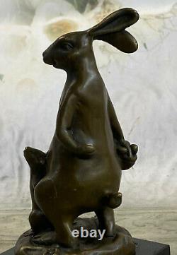 Statue Lapin Lièvre Art Déco Style Nouveau Bronze Fonte Signée Décoration