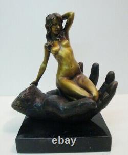 Statue Pin-up Nu Style Art Deco Style Art Nouveau Bronze massif Signe