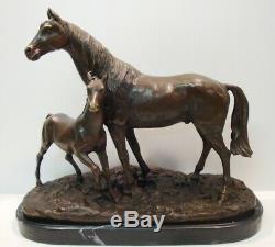 Statue Sculpture Cheval Animalier Style Art Deco Style Art Nouveau Bronze massif