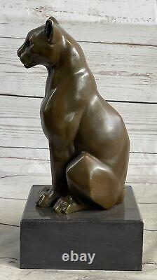 Statue Sculpture Cougar Faune Art Déco Style Art Nouveau Style Bronze Signée