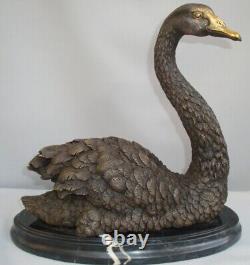 Statue Sculpture Cygne Oiseau Animalier Style Art Deco Style Art Nouveau Bronze