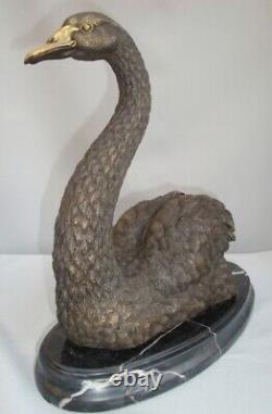 Statue Sculpture Cygne Oiseau Animalier Style Art Deco Style Art Nouveau Bronze