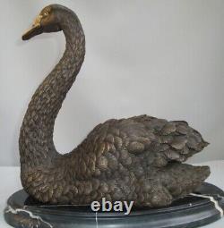 Statue Sculpture Cygne Oiseau Animalier Style Art Deco Style Art Nouveau Bronze