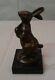 Statue Sculpture Lapin Lievre Animalier Style Art Deco Style Art Nouveau Bronze