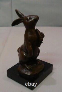 Statue Sculpture Lapin Lievre Animalier Style Art Deco Style Art Nouveau Bronze