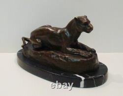 Statue Sculpture Lion Lionne Animalier Style Art Deco Style Art Nouveau Bronze m