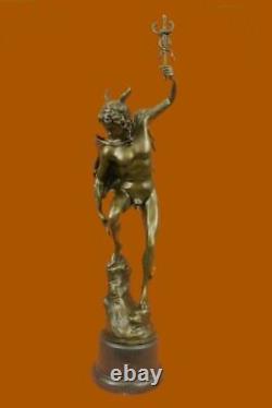 Statue Sculpture Mercury Art Déco Style Art Nouveau Style Bronze Signé Décor