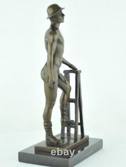 Statue Sculpture Nu Athlete Sexy Style Art Deco Style Art Nouveau Bronze massif