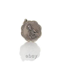 Style Ancien Art Nouveau Amulette Pendentif Argent Jésus Image Sainte Graal