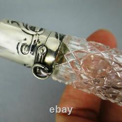 Style Ancien Parfum Flacon en Argent Et Verre Cristal Art Nouveau Allemagne 1900