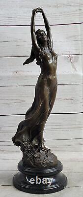 Style Art Nouveau 17 Élégant Bronze Statue Sculpture Danseuse Nu Femme