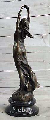 Style Art Nouveau 17 Élégant Bronze Statue Sculpture Danseuse Nu Femme