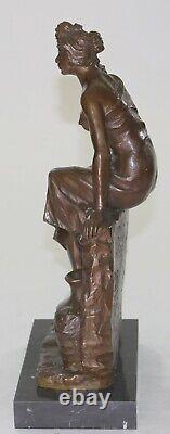 Style Art Nouveau Bronze Buste Sculpture Intitulé Histoire Par E Villanis X