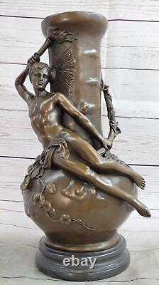 Style Art Nouveau / Deco Chair Nue Homme Bronze Masterpiece Détaillé Figurine