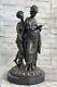 Style Art Nouveau Deux Sister Par M. Lopez Bronze Sculpture Fonte De Figurine