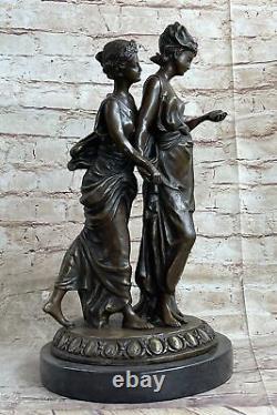 Style Art Nouveau Deux Sister Par M. LOPEZ Bronze Sculpture Fonte de Figurine