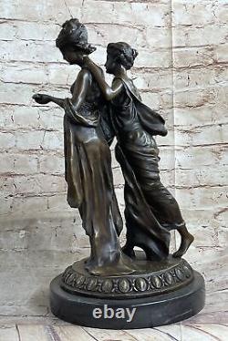 Style Art Nouveau Deux Sister Par M. LOPEZ Bronze Sculpture Fonte de Figurine