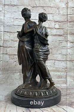 Style Art Nouveau Deux Sister Par M. LOPEZ Bronze Sculpture Fonte de Figurine