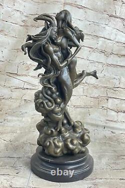 Style Art Nouveau Euro Chair Bronze Diable Satan Satyre Sculpture Fonte Figurine