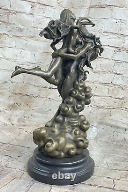 Style Art Nouveau Euro Chair Bronze Diable Satan Satyre Sculpture Fonte Figurine
