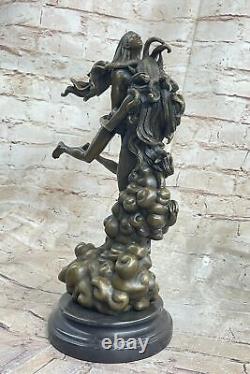 Style Art Nouveau Euro Chair Bronze Diable Satan Satyre Sculpture Fonte Figurine