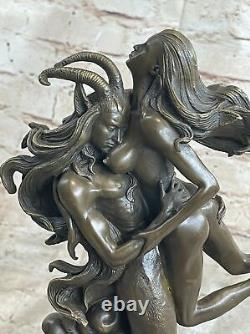 Style Art Nouveau Euro Chair Bronze Diable Satan Satyre Sculpture Fonte Figurine