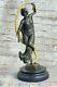 Style Art Nouveau Fait à La Main Rugissant 20 Danseuse Bronze Classique Ouvre