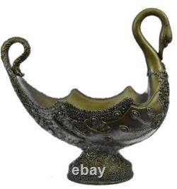 Style Art Nouveau Fonte Cygne Jardinière Bronze Sculpture Classique Ouvre Cadeau